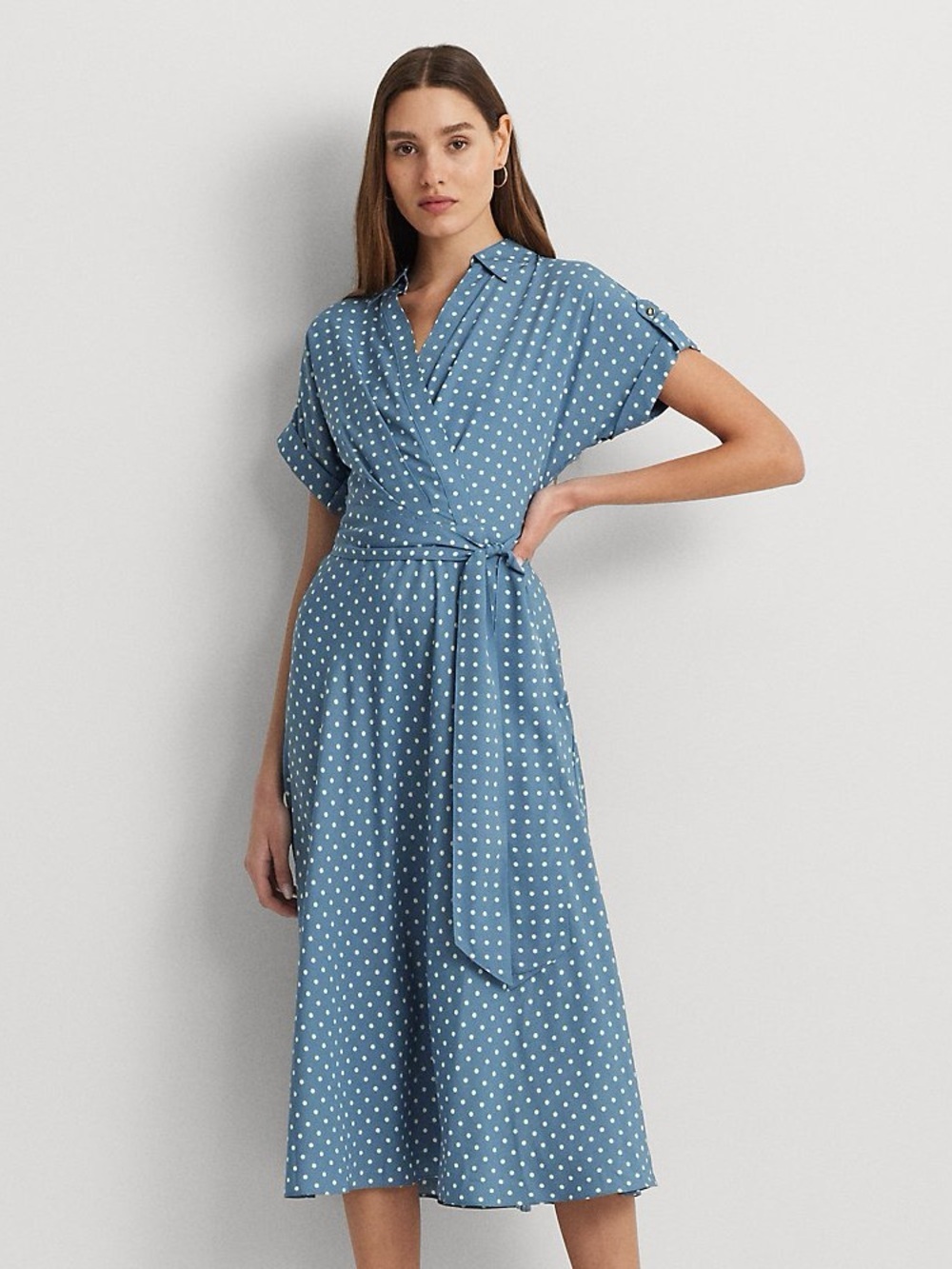Lauren Ralph Lauren polka dot belted crepe dress
